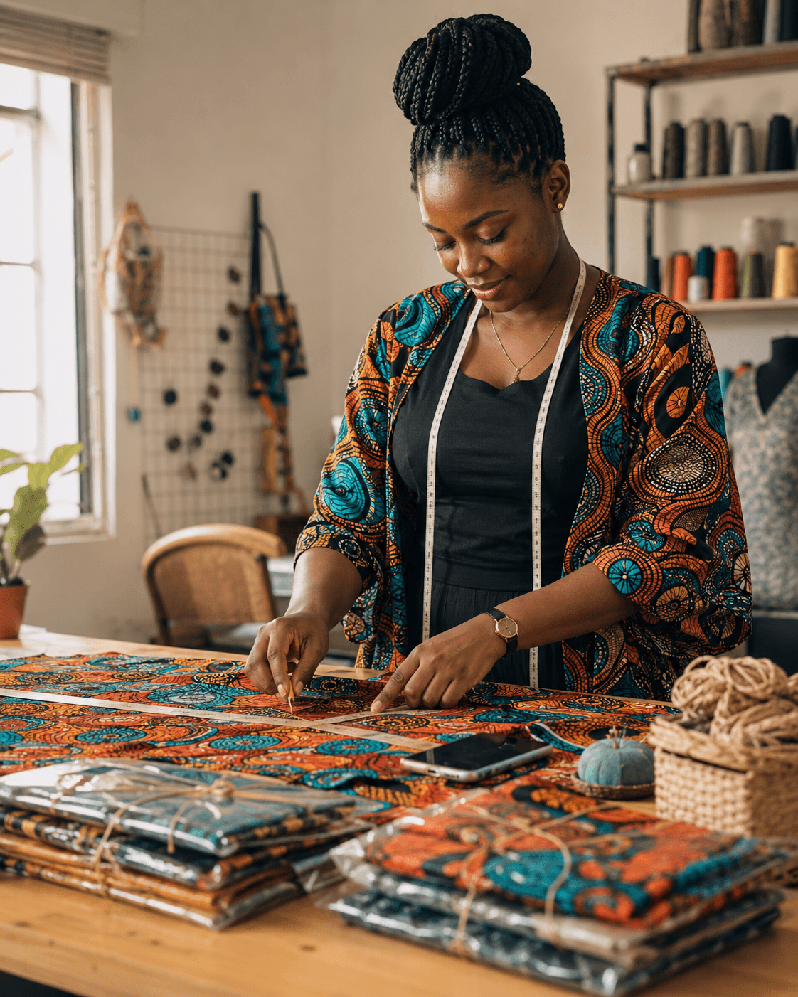 A skilled tailor working in her studio